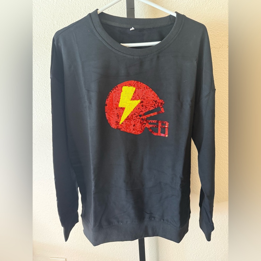 NEW in package Boutique sequin football helmet sports crewneck sweater - Picture 2 of 5